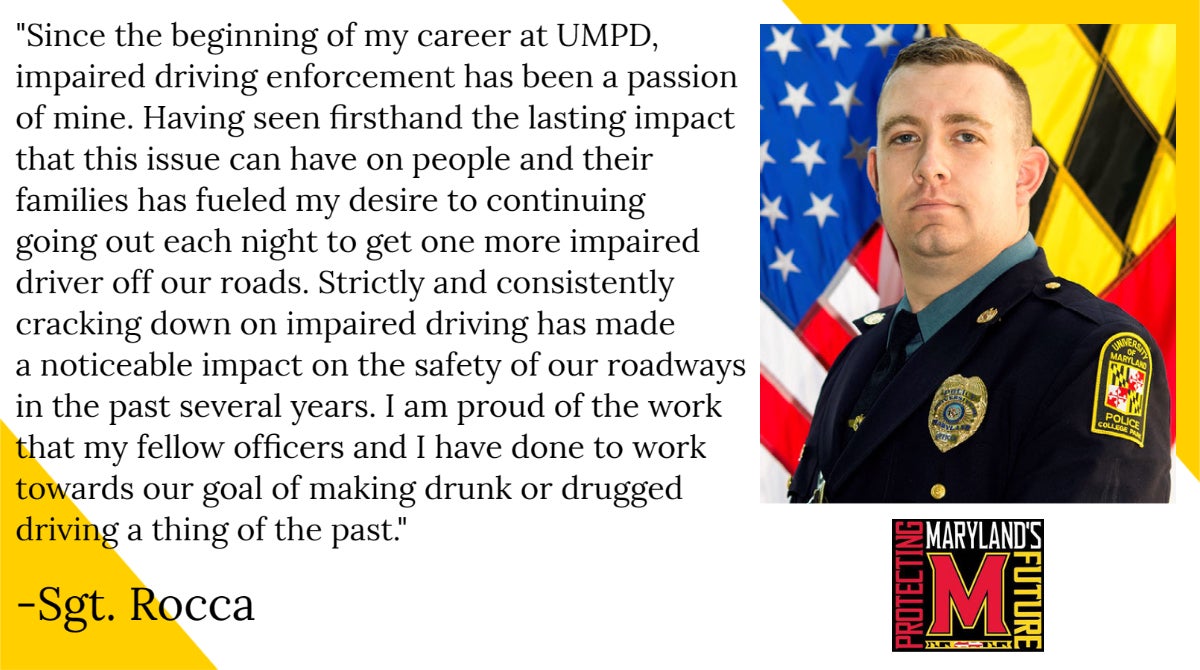 Info graphic with photo of Sgt. Rocca with a quote