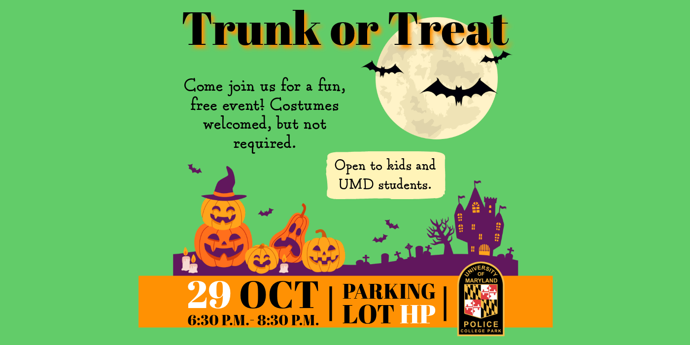 Trunk or Treat graphic with text.