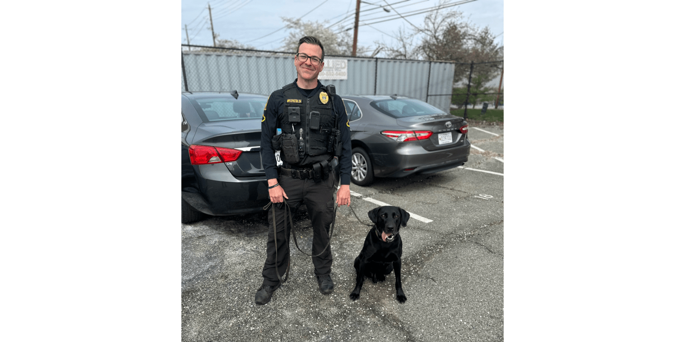 Photo of a police officer and a police dog.